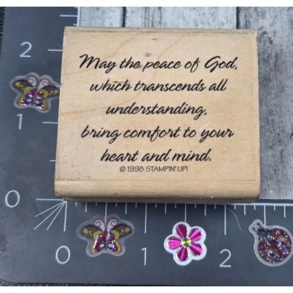 Stampin' Up! May Peace God Bring Comfort Heart Mind 1998 Rubber Stamp Wood #M8